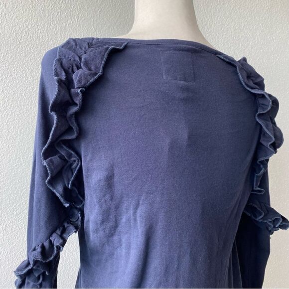 Chaser Womans Long Sleeve Blue Tee Ruffle Sleeve Detail SZ M NWT - Picture 7 of 14